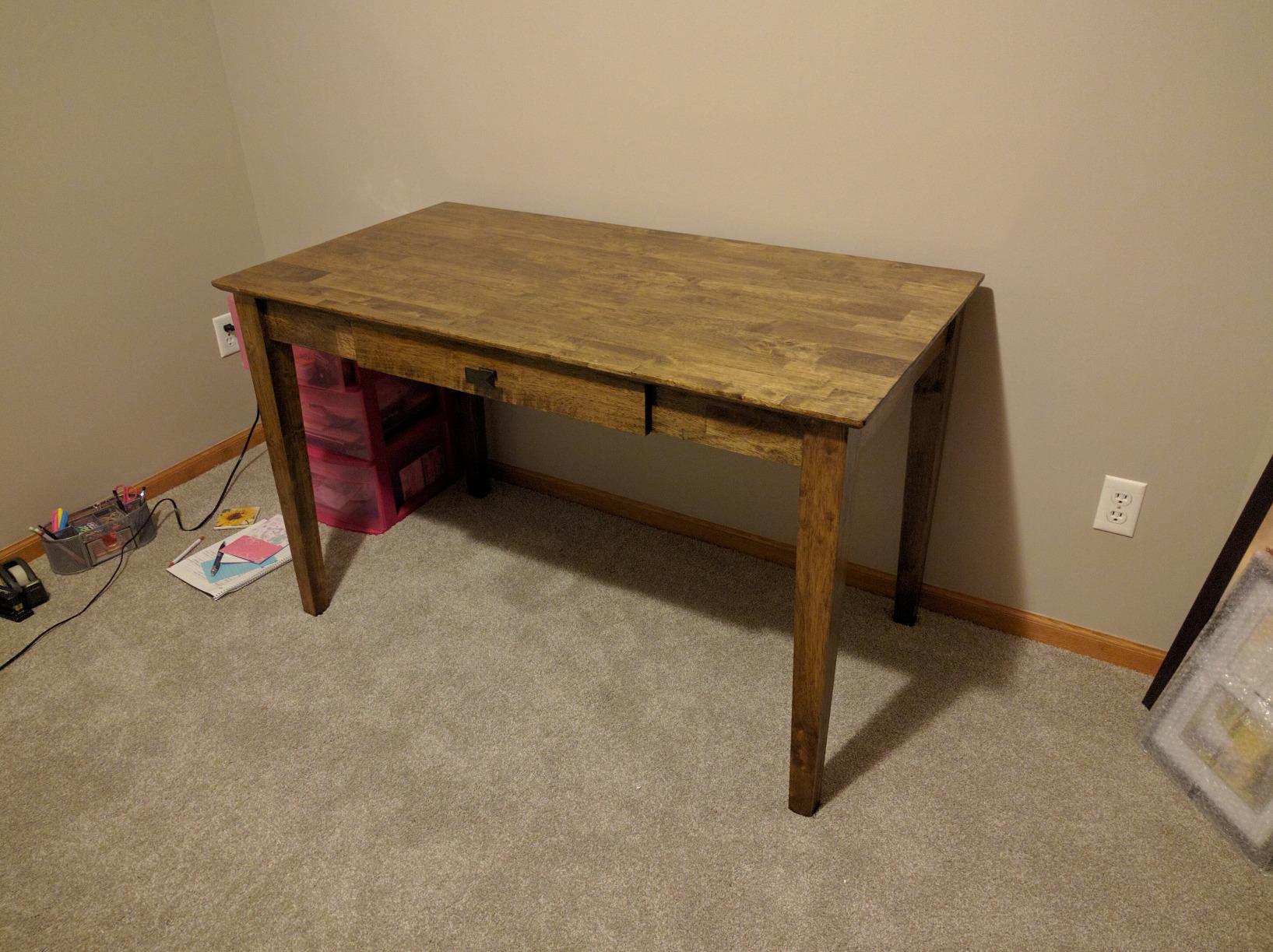 IC International Concepts, Writing Desk With Drawer, Solid Wood, Real Parawood, 48