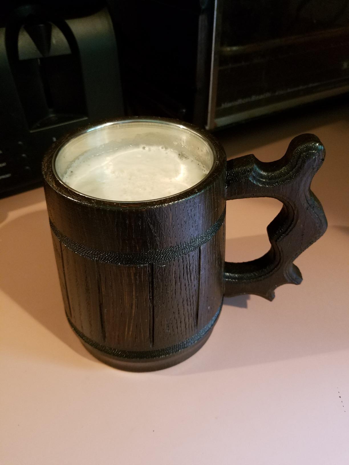 MFC Beer Mug 20 OZ - Tankard Mug - Beer stein - Wooden beer mug - Stainless Steel Cup - Handmade Gifts for Men - Fathers Day, Christmas or Birthday Gift Idea - Men Mug - Barrel Brown customer photo 2