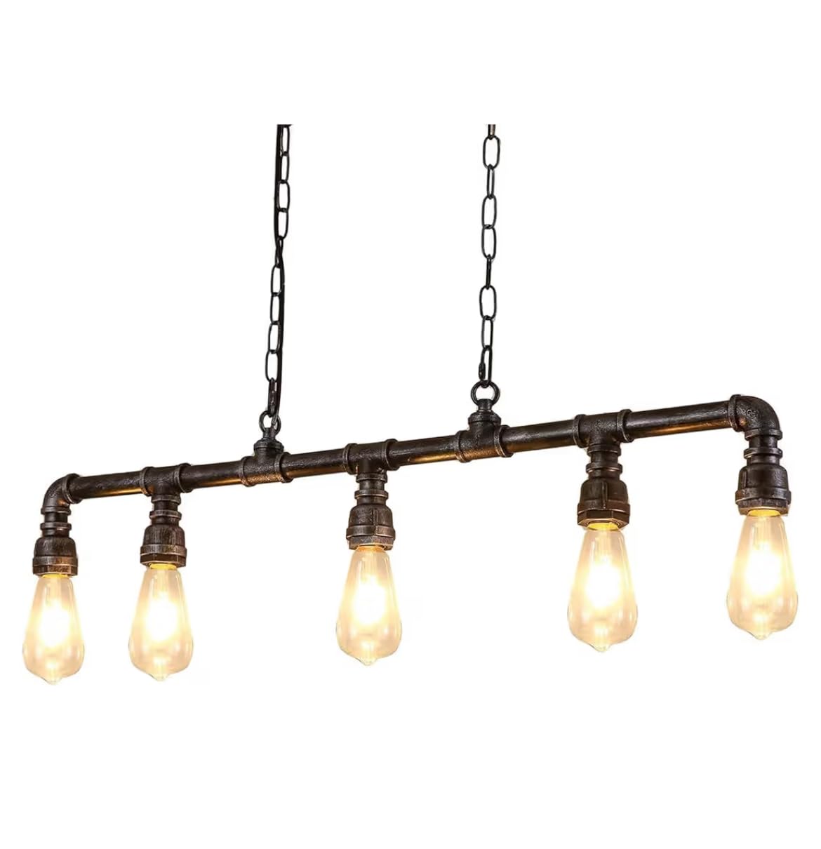 Rustic Industrial Tube Pipe Chandeliers, Steampunk Pendant Light Fixture 5-Light Edison Farmhouse Ceiling Lamp for Dining Room Living Room Bar customer photo 1