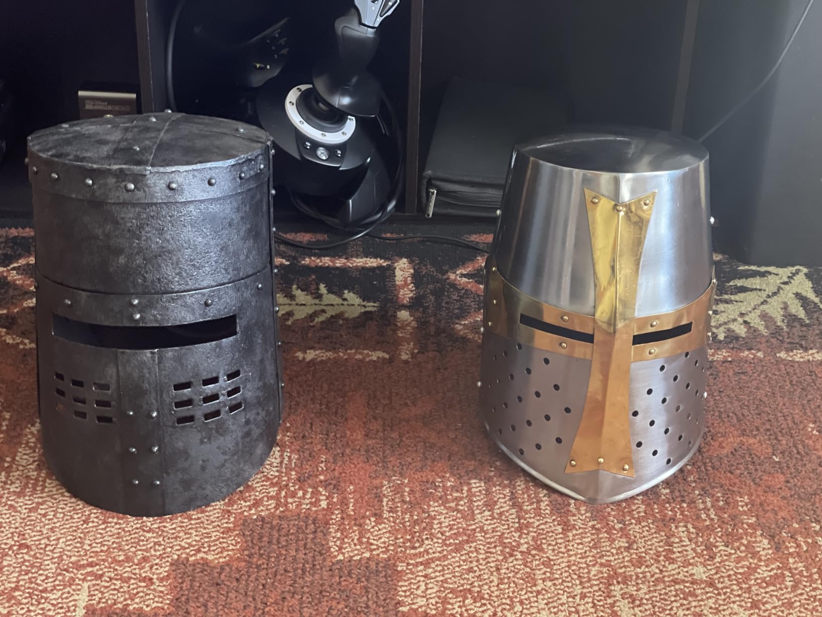 AnNafi Brass Crusader Helmet | Medieval Metal Knight Helmets | PREMIUM QUALITY with Fitted LEATHER LINER | Dark Crusades Helmet Wearable for Adult | Medieval Costumes - RolePlay Gift customer photo 1