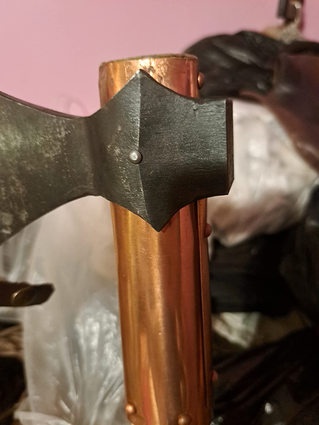 Two-Handed Viking Battle Axe with EN45 Spring Steel Skegg Bearded Axe Head, Teakwood Shaft with Hand-Engraved Norse Runes - The Skeggøx customer photo 2