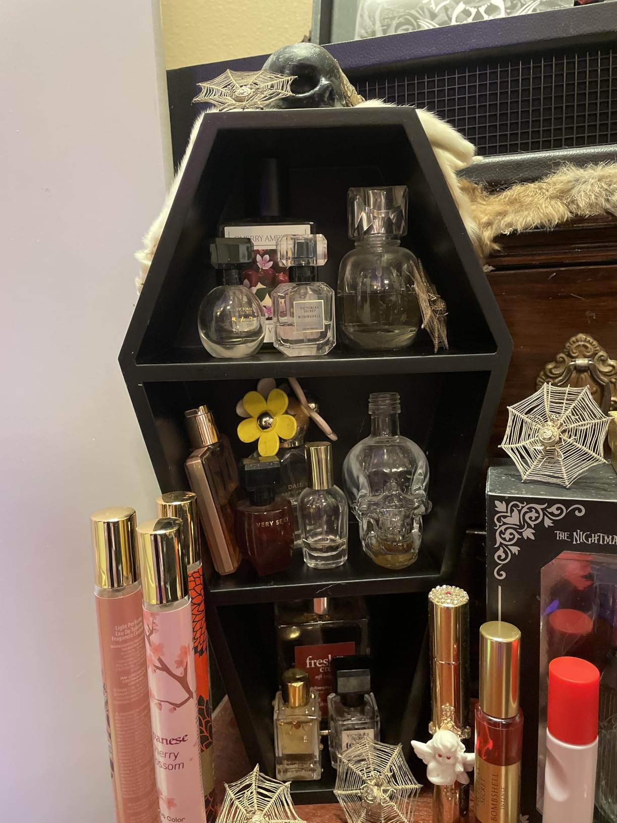 MANNY'S MYSTERIOUS ODDITIES Coffin Shelf Set, Small, Black, 14x7 Inches | Coffin Gift Box, Spooky Accessories, Cute Goth Halloween Box customer photo 2