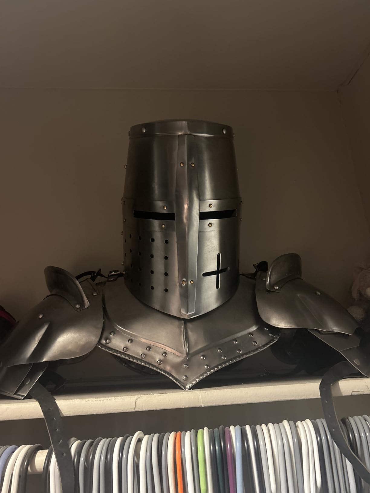 AnNafi Medieval Templar Crusader Knight Armor Helmet | Greek Roman Spartan Armour | Silver Antique Helm A+ | Wearable for Adult Medieval Costumes Armour For SCA LARP Reenactment Cosplay Men Helm customer photo 1