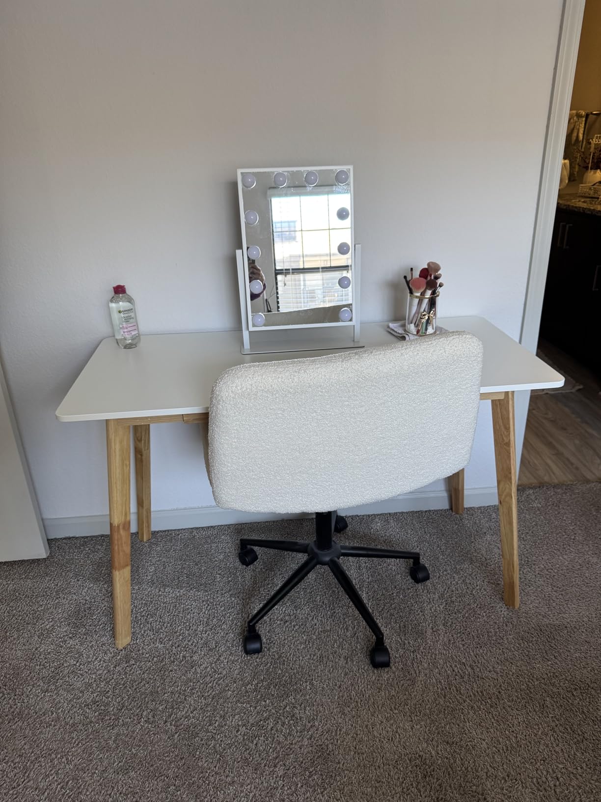 IOTXY Solid Wood Writing Desk - Home Office Workbench Desk with Drawer, Laptop Computer Work Study Table customer photo 2