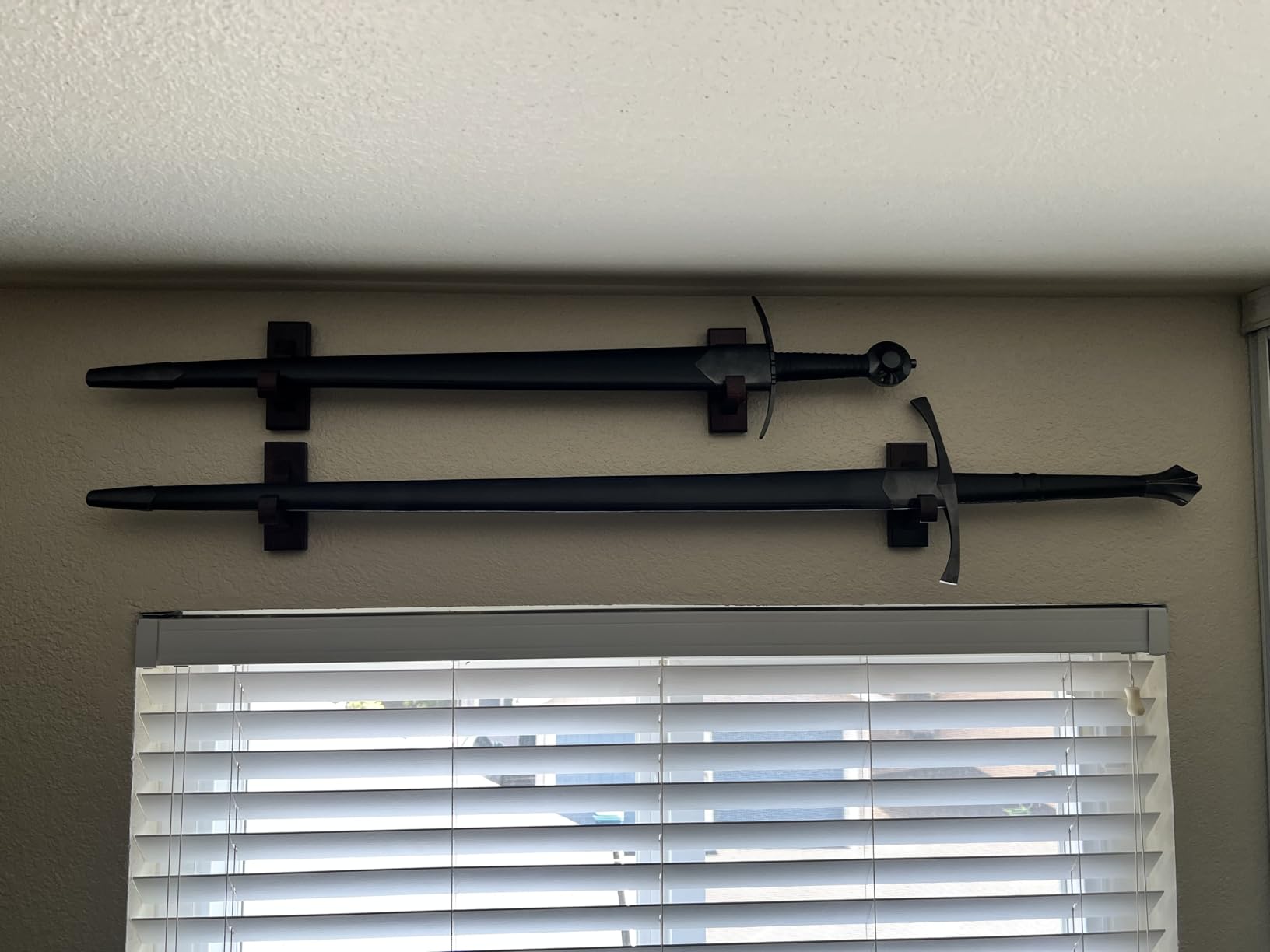 NANGOPOP Sword Wall Mount Display Hooks - Wood Sword Holder Rack, Hanger for Martial Arts Weapons, Axe, Knife, Dagger, Lightsaber and Wizard Wand at Home or Office customer photo 2