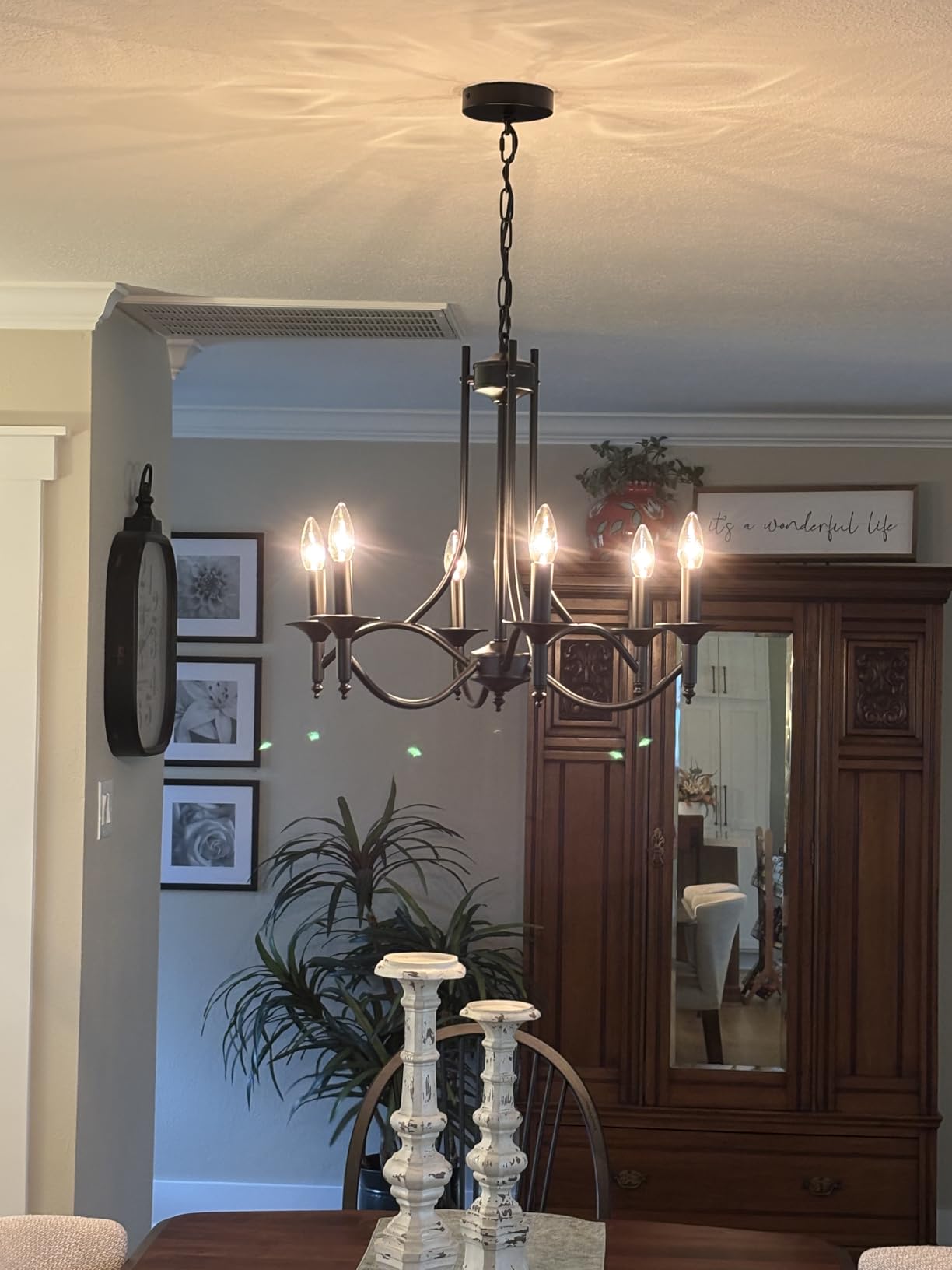 Black Farmhouse Chandelier Iron Chandeliers for Dining Room Light Fixture 6-Light Rustic Industrial Hanging Pendant Light for Kitchen Island Foyer Living Room Bedroom customer photo 1