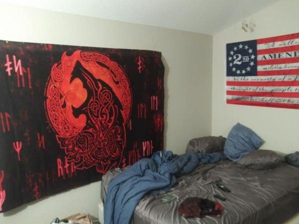 Norse Vikings Tapestry for Men, Mysterious Raven Tapestries, 40x30inches | Meditation Runes Aesthetic Wall Hanging Tapestries, Mythology Tapestry, Flannel, Bedroom, Office, Dorm, Decor customer photo 1