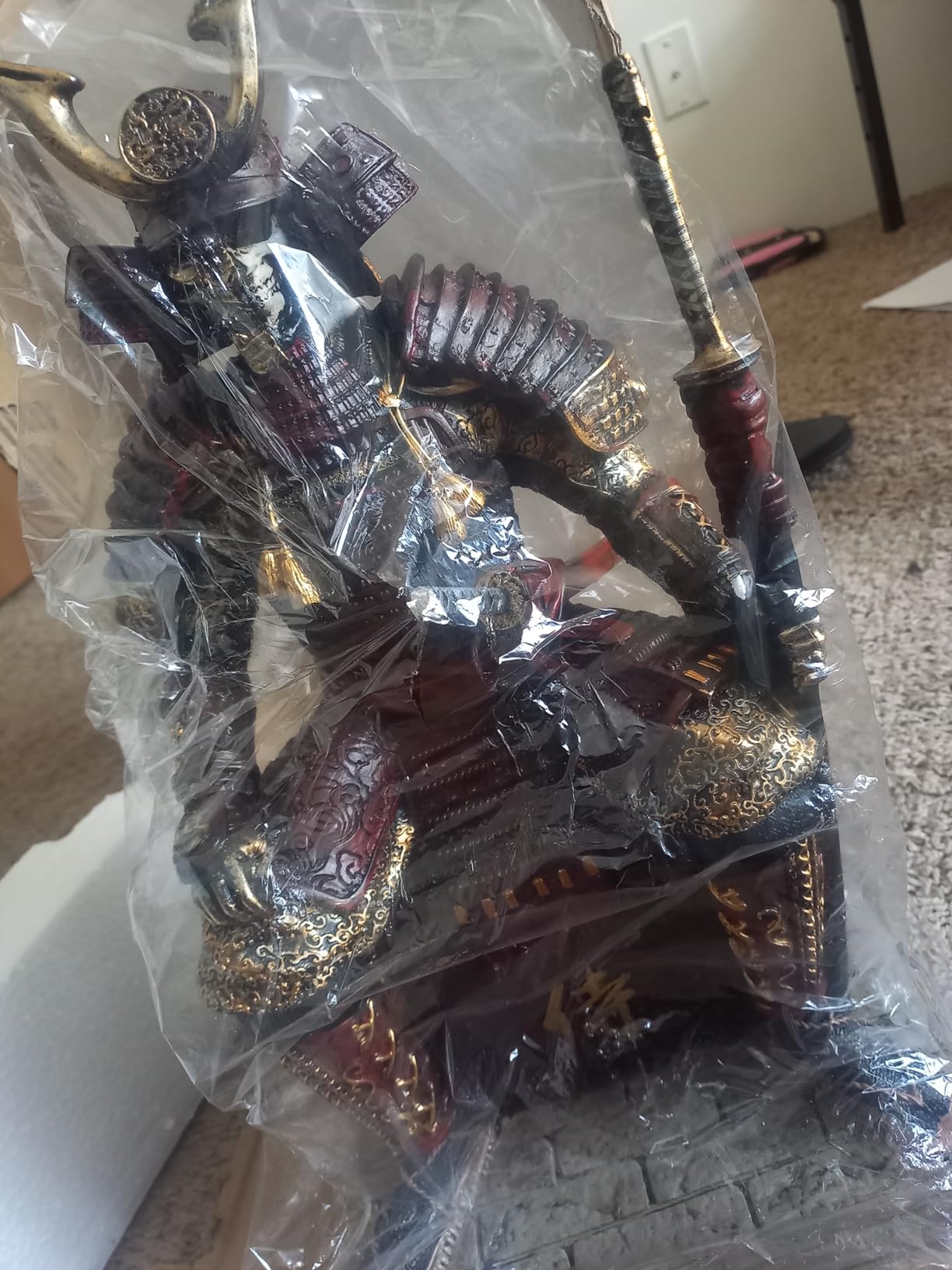 LOOYAR Medieval Samurai Undead Warrior Resin Statue (Red Gold) | Hand-painted details Fantasy collectible Desktop art ornament customer photo 1