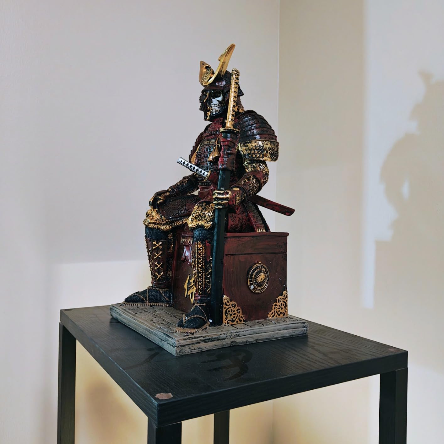 LOOYAR Medieval Samurai Undead Warrior Resin Statue (Red Gold) | Hand-painted details Fantasy collectible Desktop art ornament customer photo 2