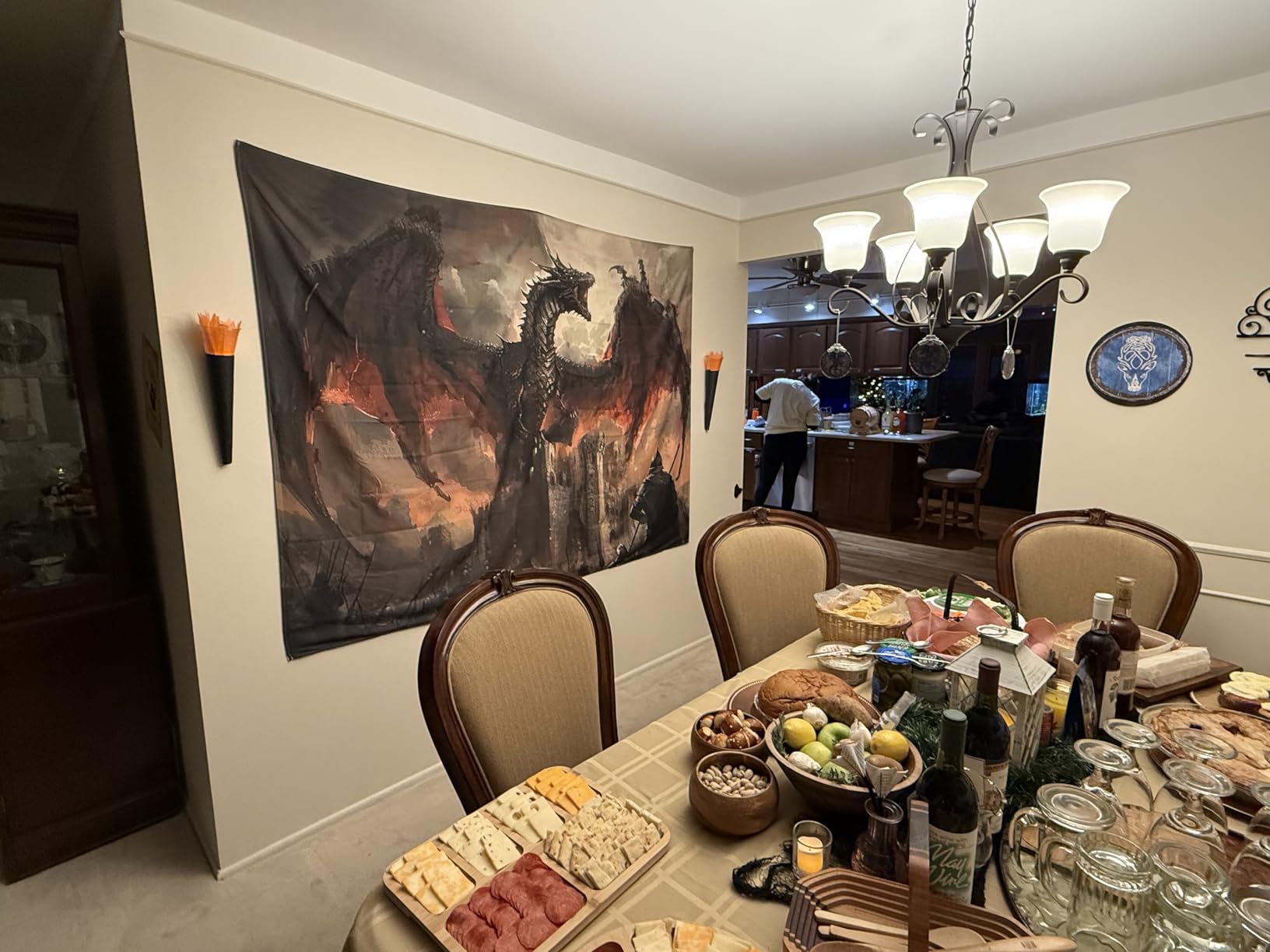 VEIGIKE Viking Raven Decor Tapestry, Retro Viking Norse Greek Mythology Celtic Tapestry Wall Hanging for Men Bedroom, Vintage Renaissance Gothic Tapestries Poster Blanket Dorm Home Decor (60X40) customer photo 2