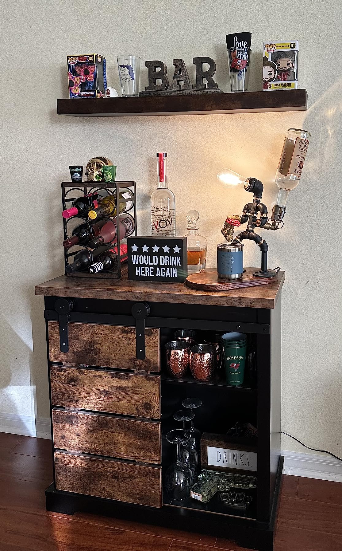 Steampunk Handcrafted Liquor Dispenser - Pipe Robot Lamp, Alcohol Whisky Wine Dispenser, Industrial Whiskey Holder, Rustic Style, Man Cave, Decanter Whiskey Gift, Bar Restaurant Cafe - Gifts for Him customer photo 1