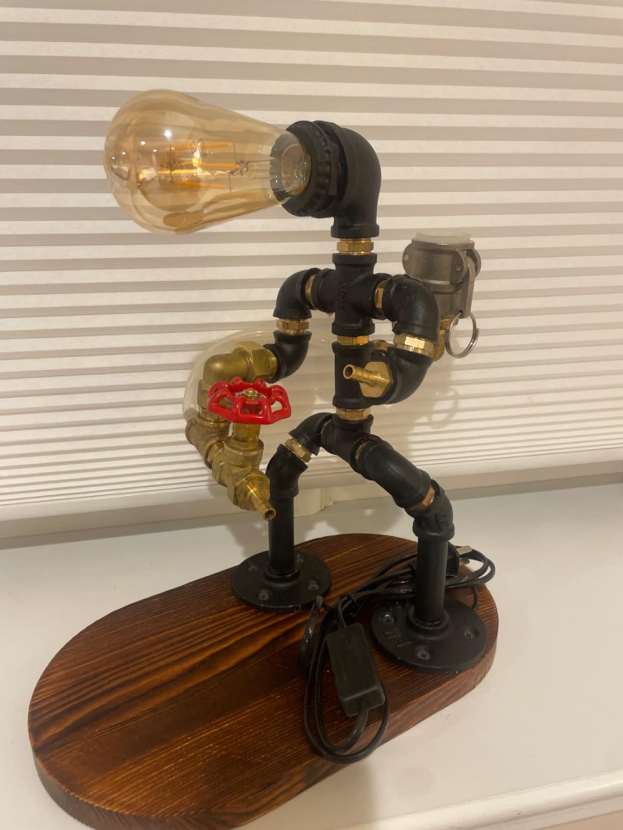 Steampunk Handcrafted Liquor Dispenser - Pipe Robot Lamp, Alcohol Whisky Wine Dispenser, Industrial Whiskey Holder, Rustic Style, Man Cave, Decanter Whiskey Gift, Bar Restaurant Cafe - Gifts for Him customer photo 2
