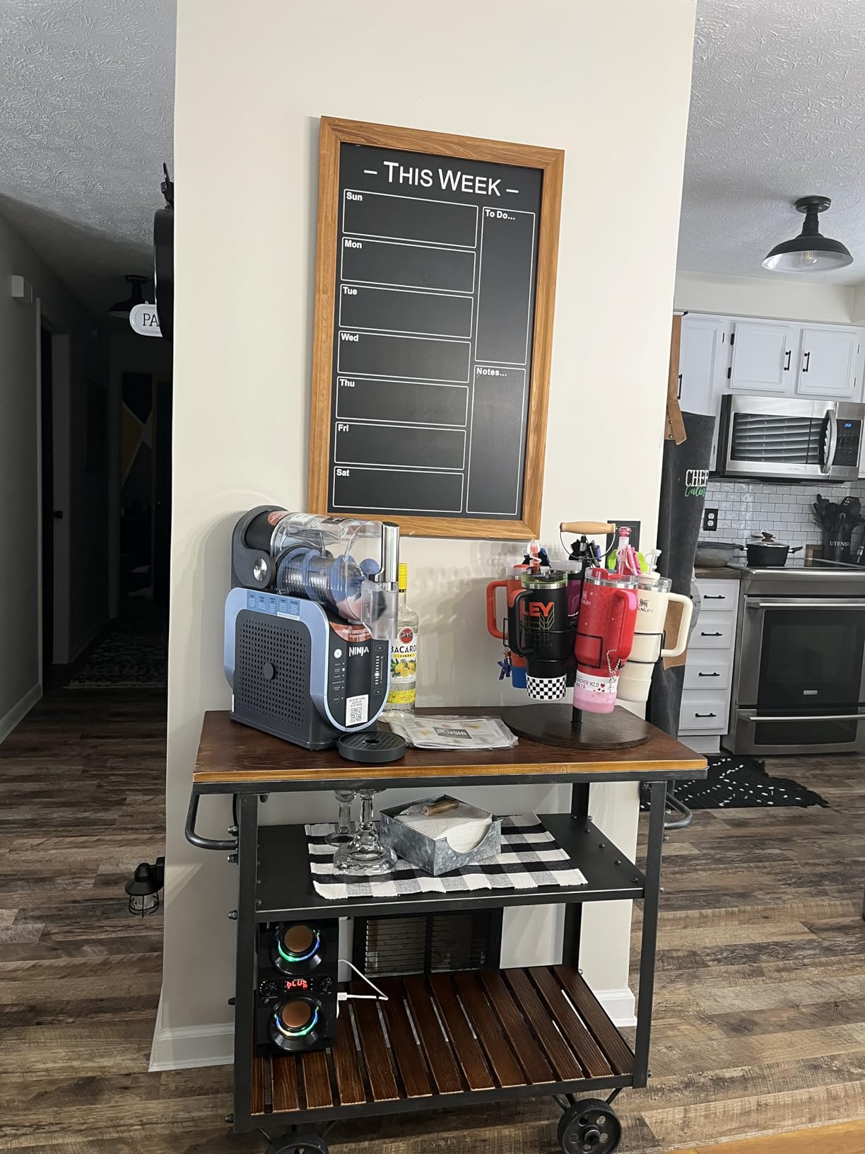 Vintage Rolling Bar Cart on Wheels Industrial Mobile Serving Cart Metal and Wood Design for Kitchen Bar Office Coffee House 36.2 Lx15.75 Wx30.5 H 3 Tier with 2 Side Handle customer photo 2