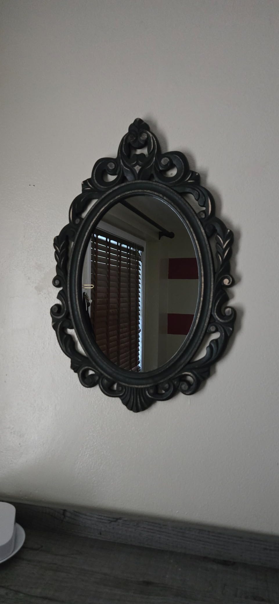 Black Oval Wooden Frame Vintage Wall Mirror Baroque Style Arendahl Traditional Carved Hanging Mirror customer photo 2