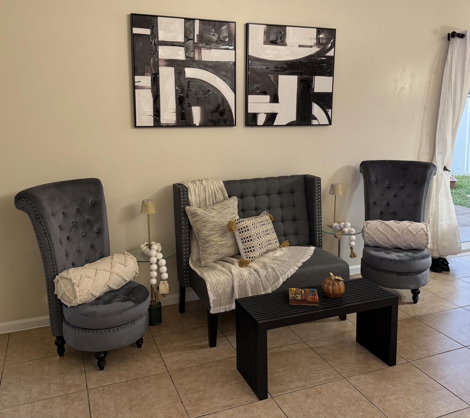 AVAWING High Back Throne Chair with Storage, Black Velvet Royal Accent Chair | Nailhead Trim; Tufted Ergonomic Back; Hidden Storage; Sturdy Rubberwood Legs customer photo 2