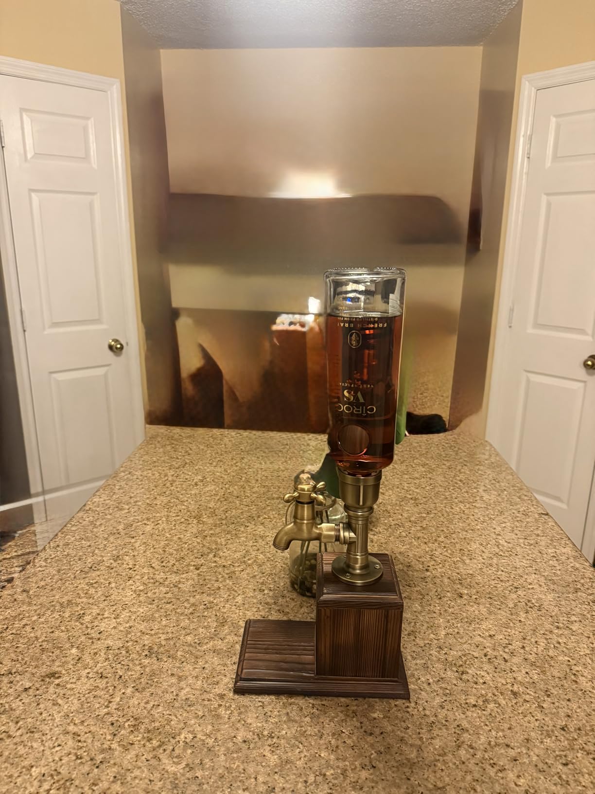 Drink Dispenser for parties Bar Accessories Gifts for Wine Lovers Whiskey Man Cave Decor for Husband Dad with Brass Tube &ASH wooden（1bottle） customer photo 1