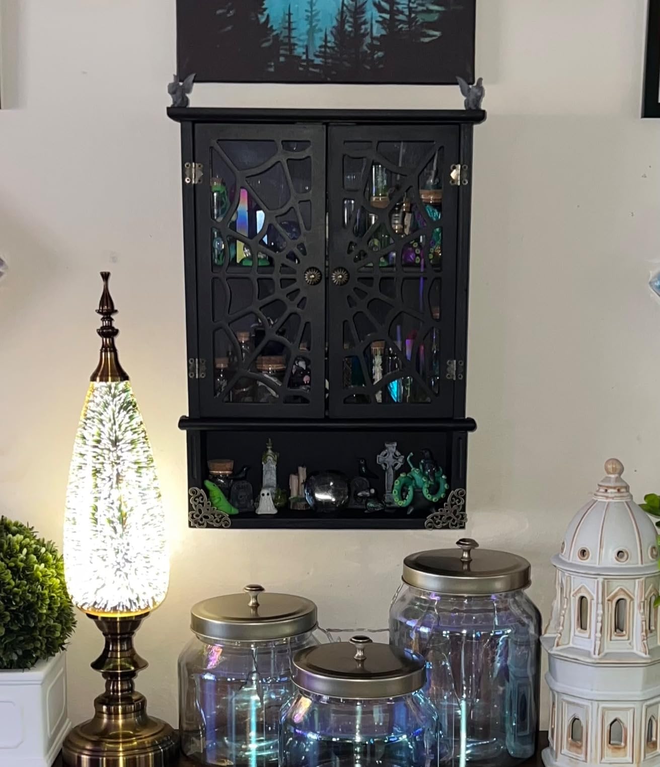 IRISVITA Spider Web Floating Gothic Shelf, Gothic & Vintage Wall Decor, Floating Shelves for Bedroom & Bathroom, Halloween Decor, Dark Academia Gift for Poetry/Goth Fans customer photo 1