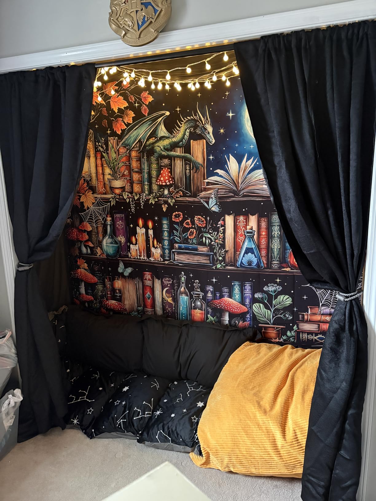 Accnicc Forest Library Tapestry Tree Bookshelf Tapestries Wall Hanging Vintage Fantasy Fairy Treehouse Book Large Tapestry for Bedroom Living Room Dorm Classroom 80 x 60 inch customer photo 1