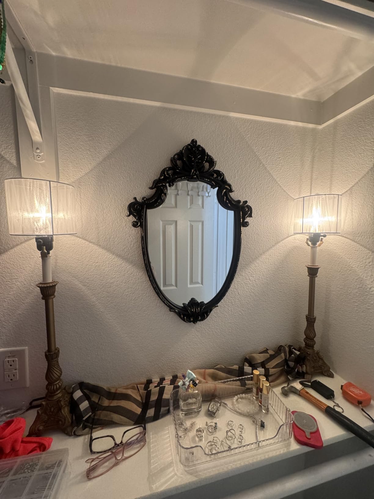 Vintage Black Wall Mirrors 16 x 24 inch, Distressed Finish Golden | Shield Shape Wood Framed Ornate Antique Gothic Wall Mirror customer photo 1