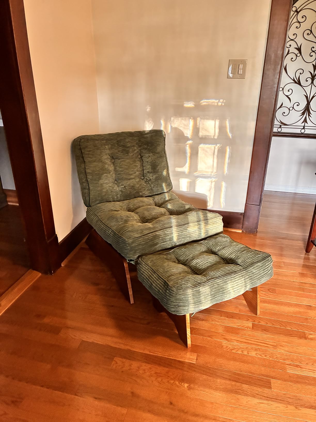 MAXYOYO Accent Chair with Ottoman Adjustable Backrest, Tufted Living Room Chair Upholstered Lounge Chair with Footrest Set, Modern Chair Cozy Reclining Chair for Reading Room, Green customer photo 1