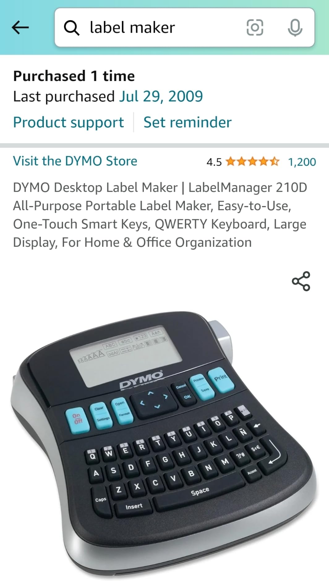 DYMO Desktop Label Maker | LabelManager 210D All-Purpose Portable Label Maker, Easy-to-Use, One-Touch Smart Keys, QWERTY Keyboard, Large Display, For Home & Office Organization customer photo 1