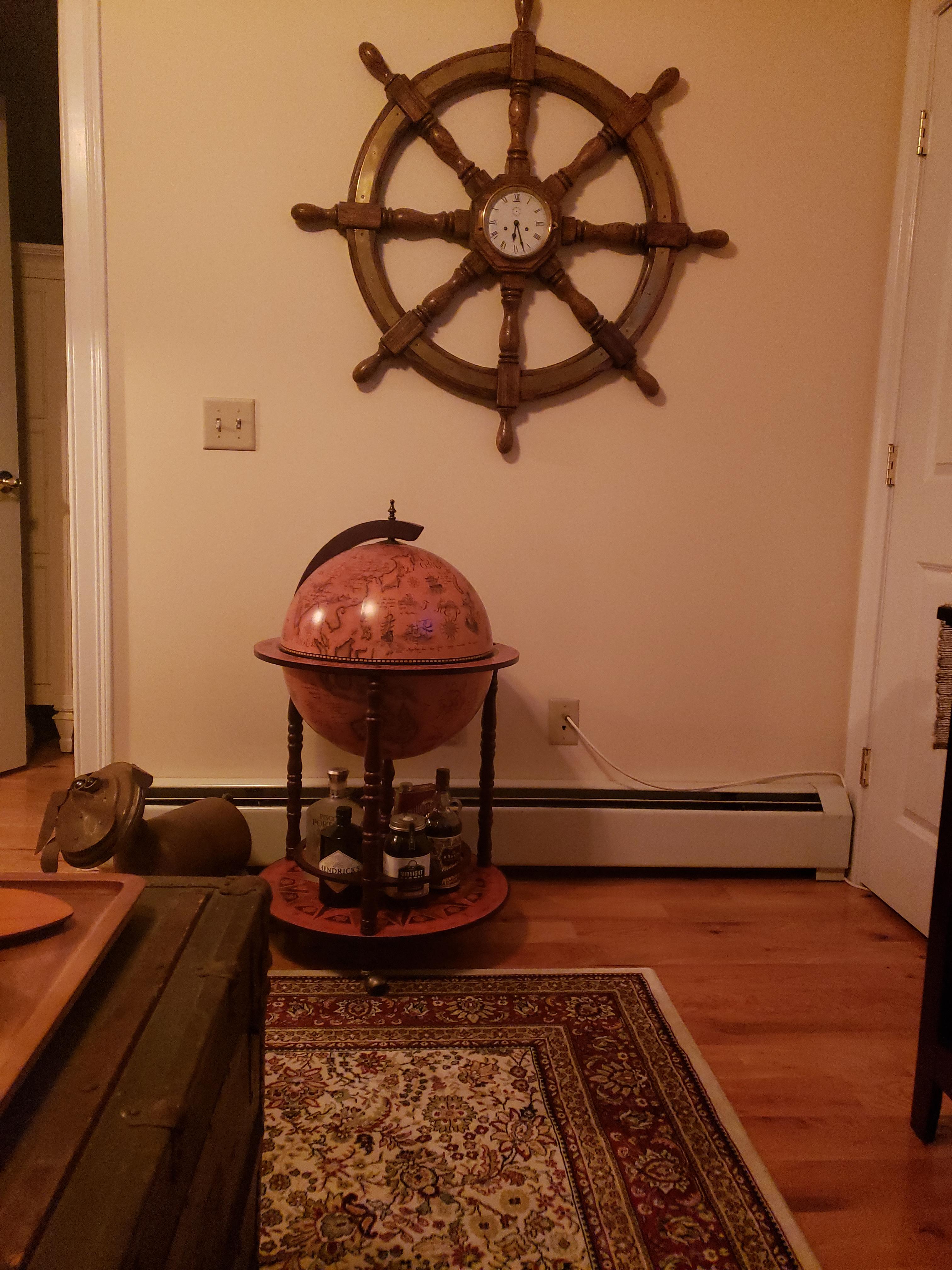 Design Toscano SJ45001 Sixteenth-Century Italian Replica Globe Bar Cart Cabinet on Wheels, 22 Inches Wide, 38 Inches Tall, MDF, Hardwood and Paper, Sepia Brown Finish customer photo 2