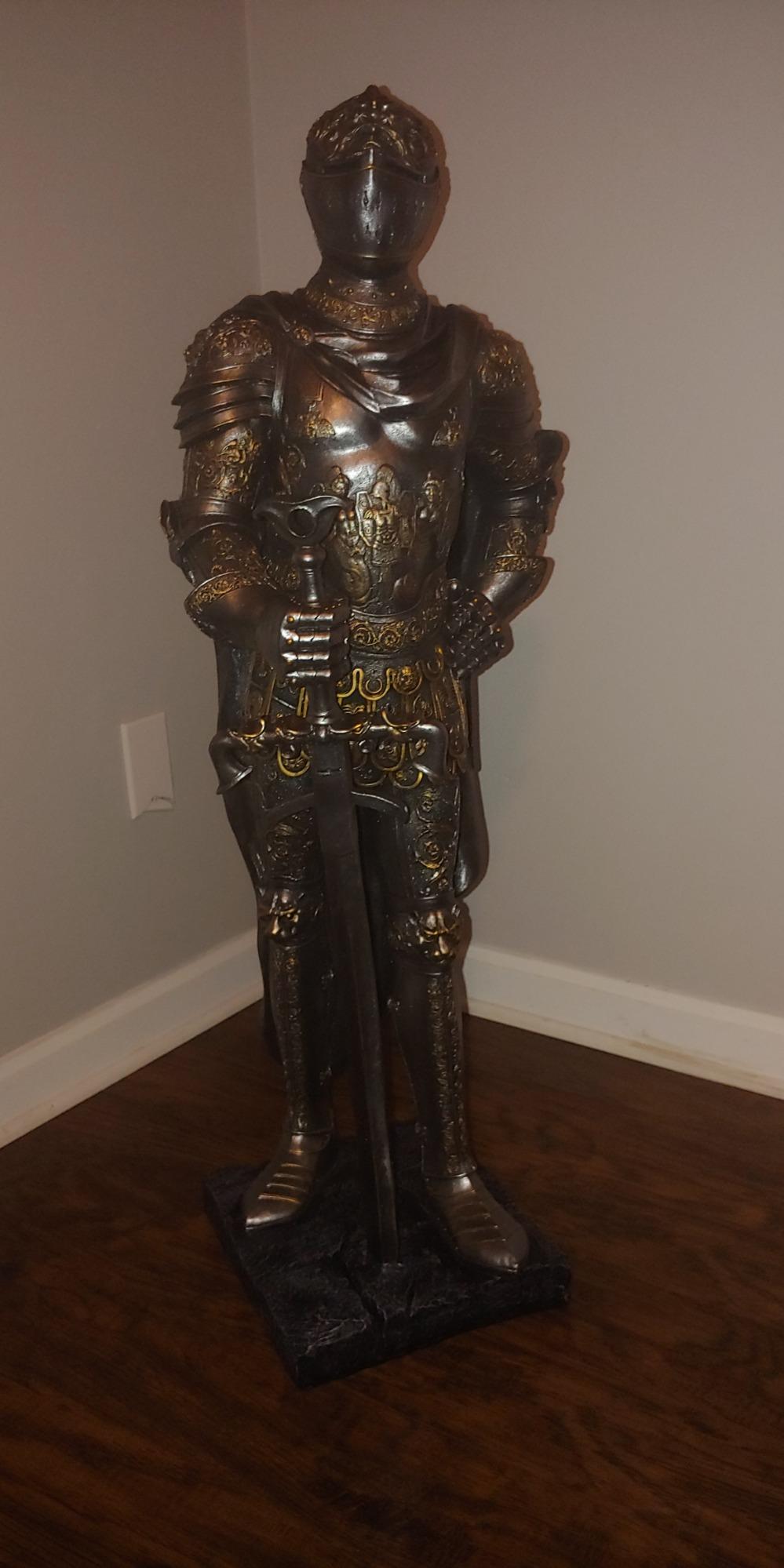 Design Toscano King's Guard Medieval Decor Half Scale Knight Armor Gothic Statue, 39 Inch Tall, Cast Stone Resin, Metallic Finish with Faux Stone Base customer photo 1