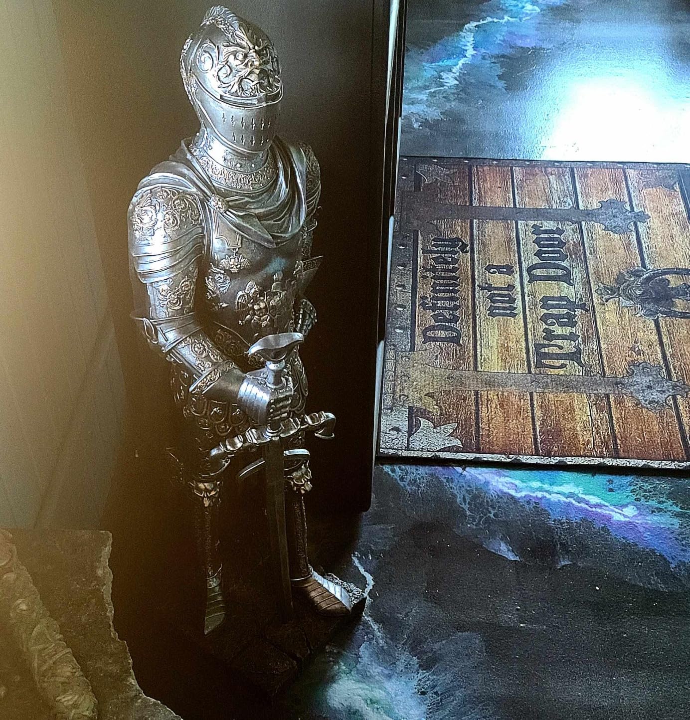Design Toscano King's Guard Medieval Decor Half Scale Knight Armor Gothic Statue, 39 Inch Tall, Cast Stone Resin, Metallic Finish with Faux Stone Base customer photo 2