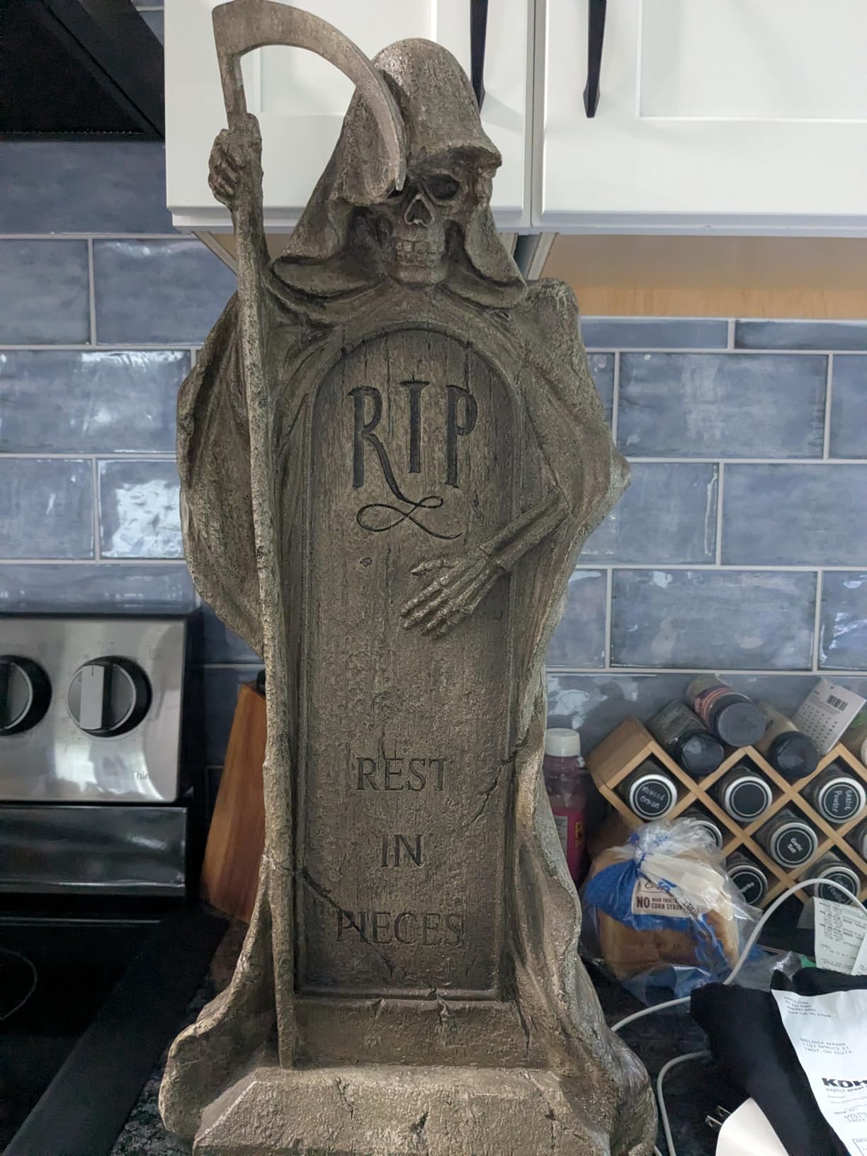 Design Toscano Rest in Pieces Grim Reaper Tombstone Statue customer photo 1