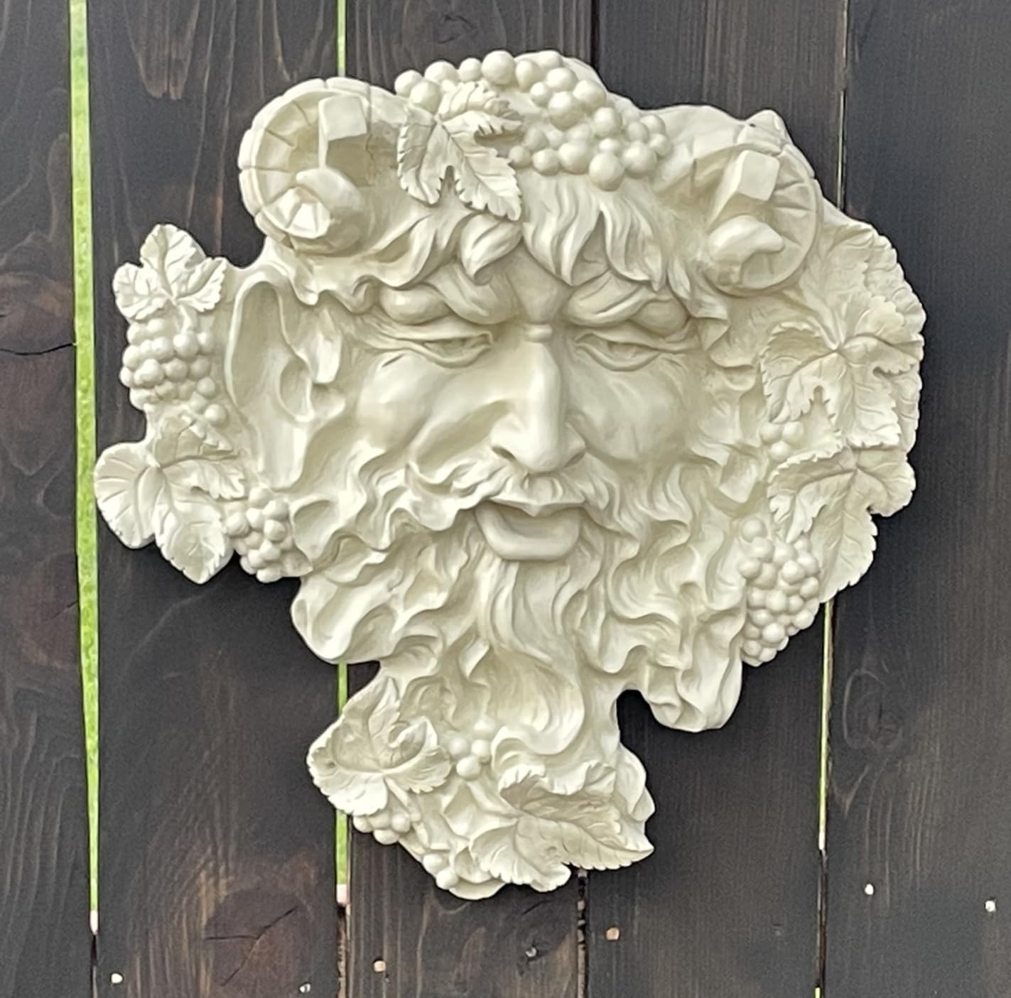Design Toscano Bacchus, Grape Harvest Wine Greek Greenman Face Wall Sculpture, 12 inches tall, Cast Stone Resin, Antique Stone Finish customer photo 1