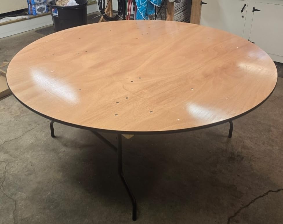 Flash Furniture Furman 6' Round All-Occasion Wood Folding Event Table, Foldable Round Portable Banquet Table with Wooden Top, Natural/Black customer photo 1