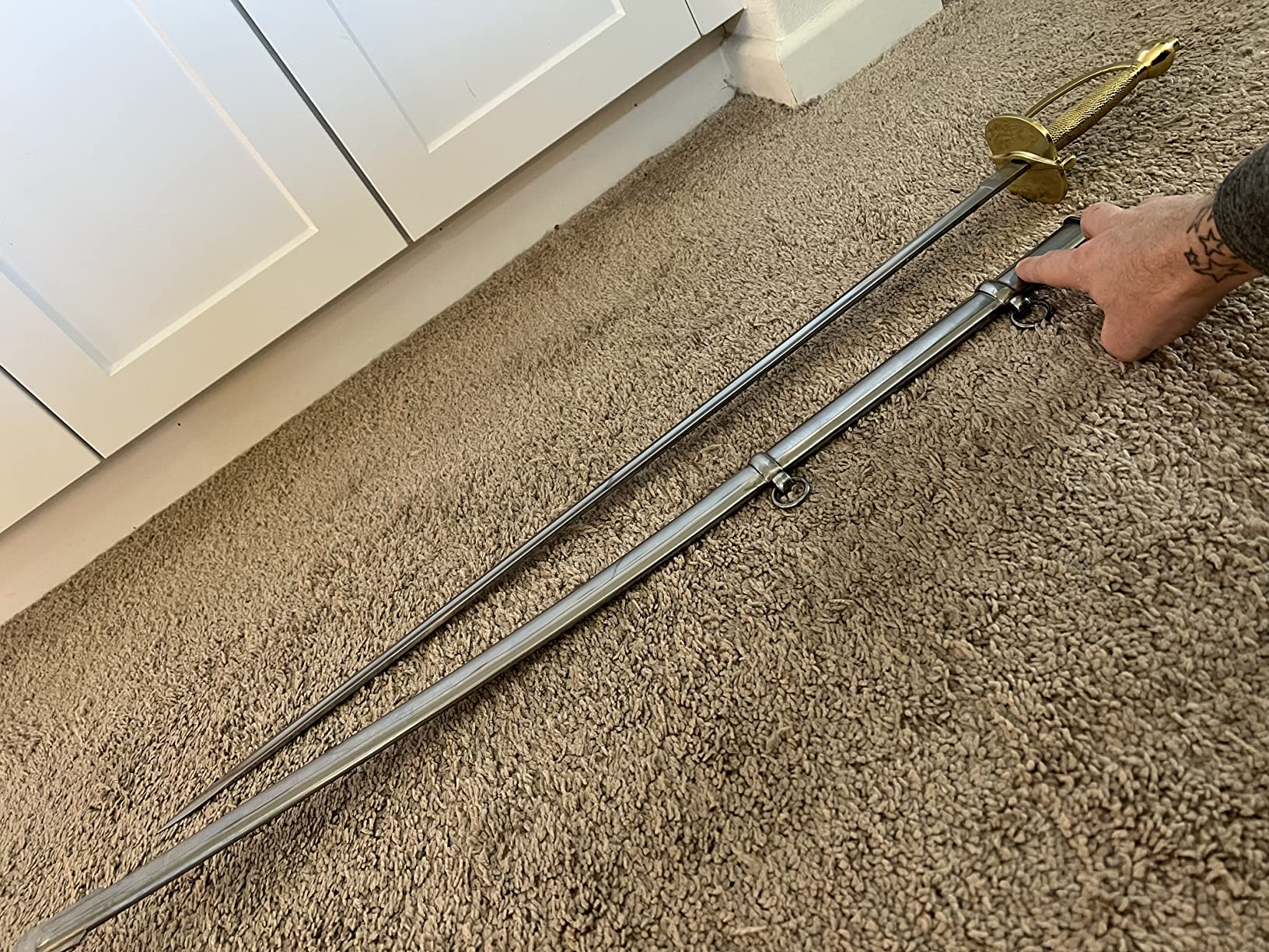 Authentic Hand Forged 1840 Non-Commissioned Steel Sword Brass Hilt Functional Battle Ready Rapier with Steel Scabbard customer photo 1