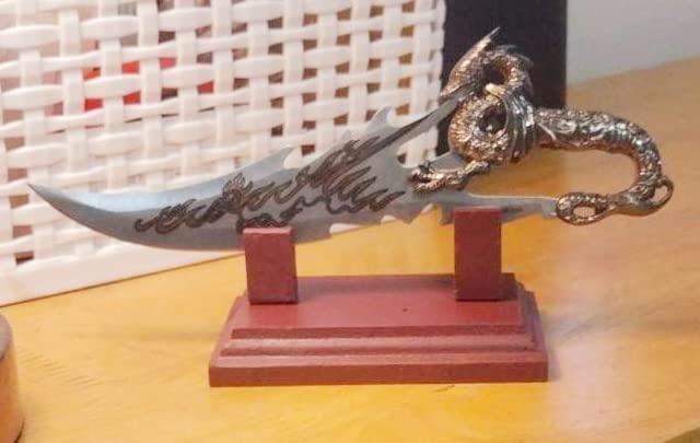 MASTER USA Fantasy Dragon Knife with Wood Display Stand OR Sheath (Silver) customer photo 2