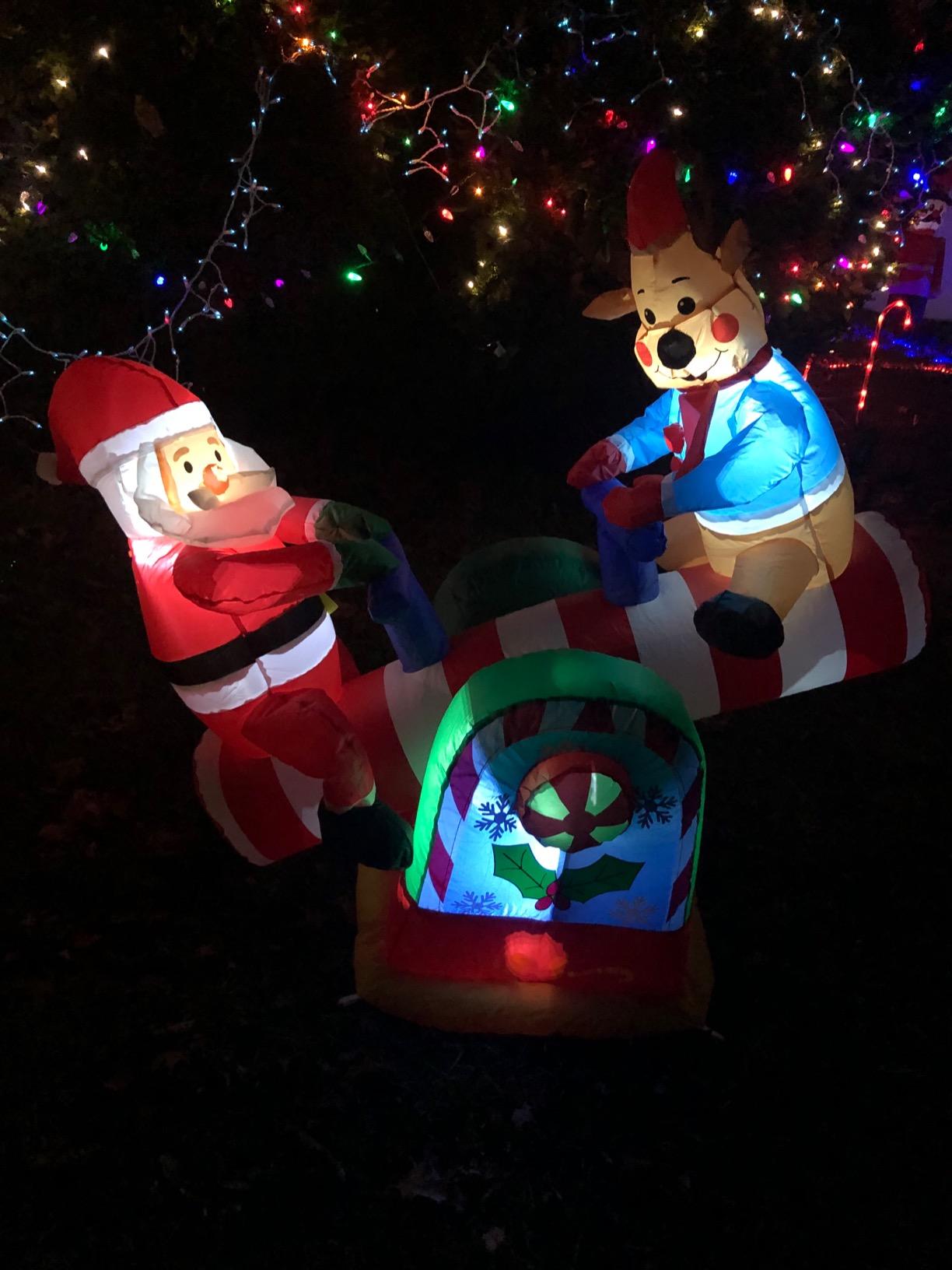 4 Foot Animated Christmas Inflatable Santa Claus and Reindeer on Teeter Totter Outdoor Yard Decoration | Moving Seesaw, Bright LED Lights, Self-Inflating Blower, Weather-Resistant customer photo 2