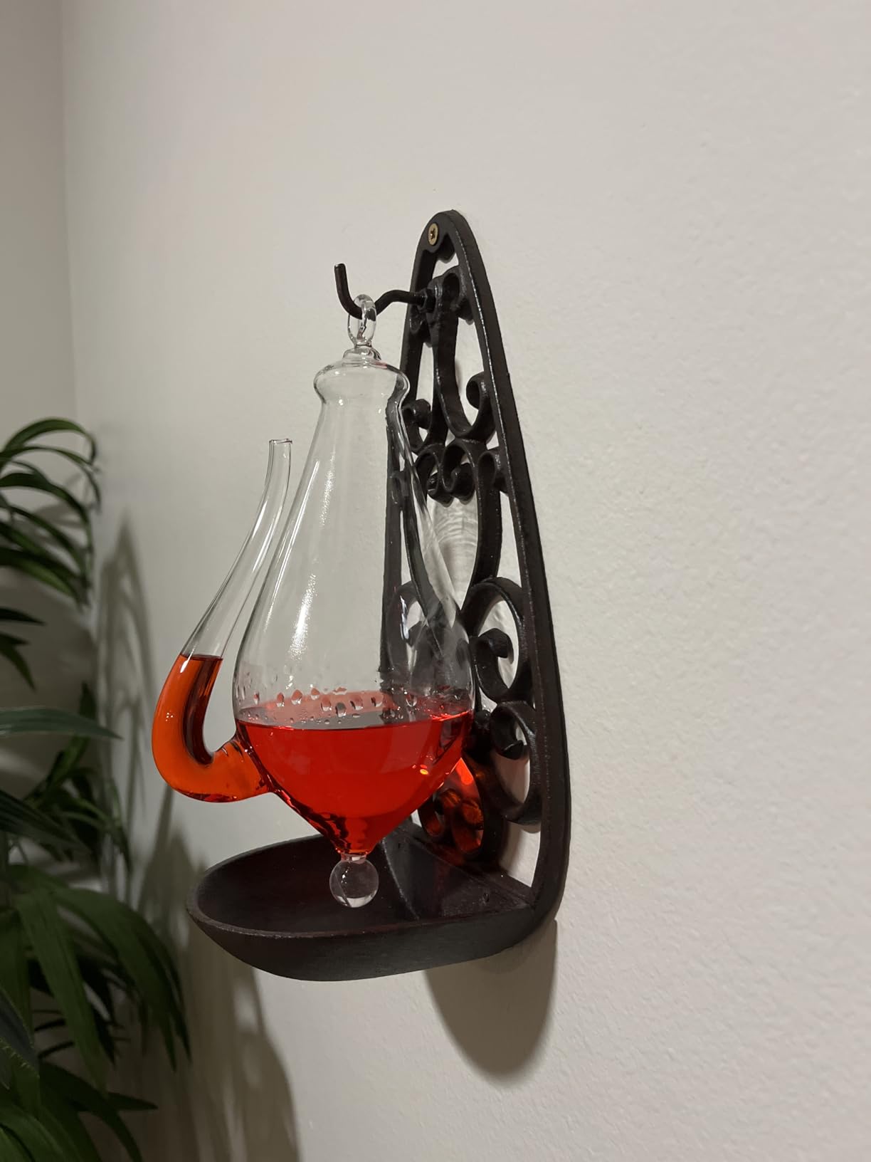 Esschert Design TH31 Thunder/Weather Glass Barometer with Cast Iron Filigree Holder and Overflow Pan, Antique Brown customer photo 1