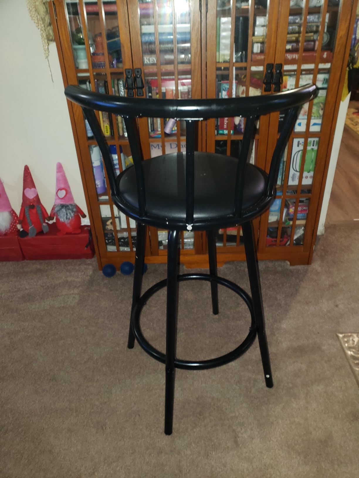 Flash Furniture Metal Crown Back Swivel Barstool, Black | Black Vinyl Swivel Seat, Vinyl Upholstery customer photo 1