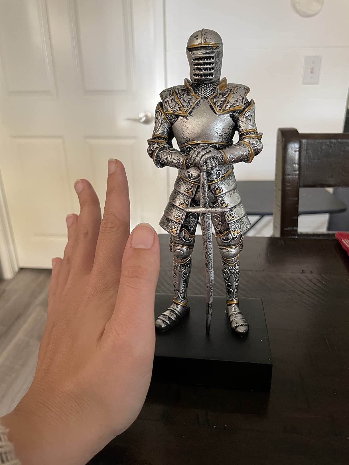 YTC Silver Colored Italian Knight Design Standing Statue in Full Armor customer photo 2