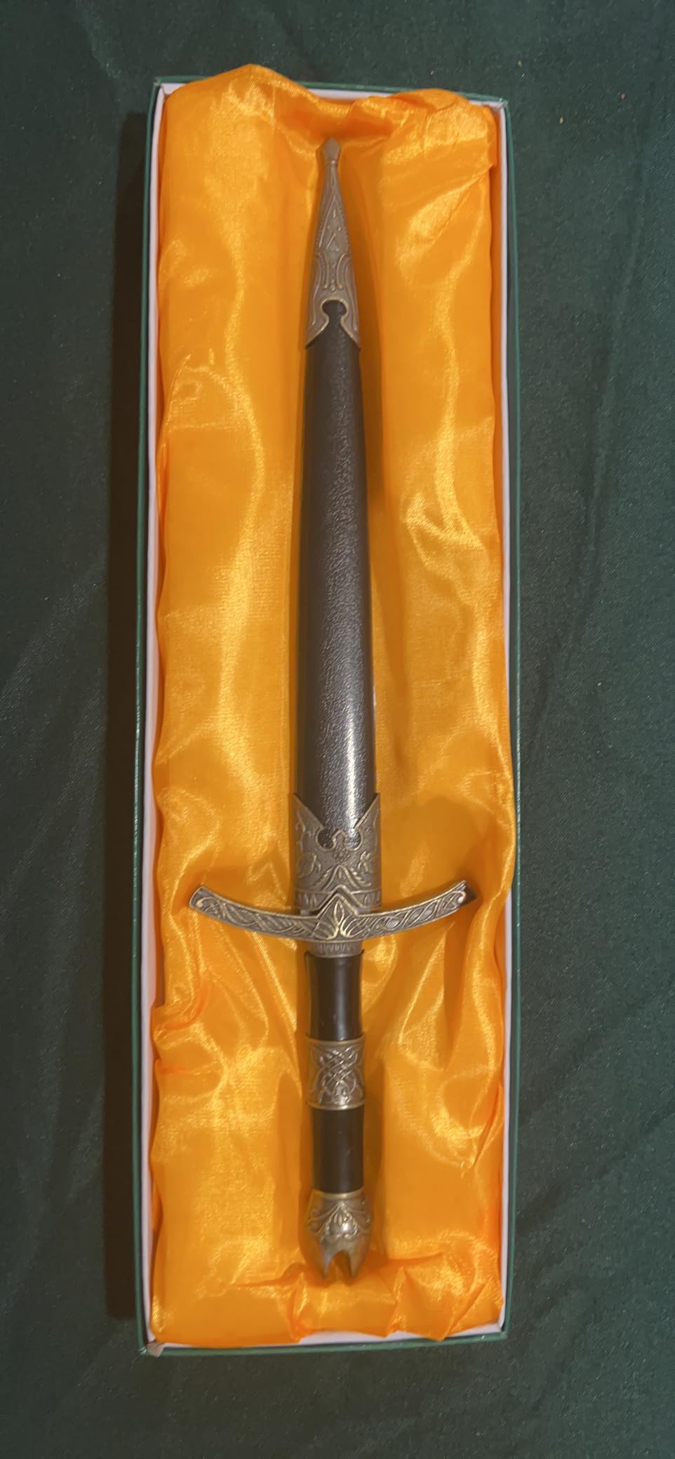 Wuu Jau Co H-5923 Medieval Dagger with Golden Handle Design and Black Scabbard, 14