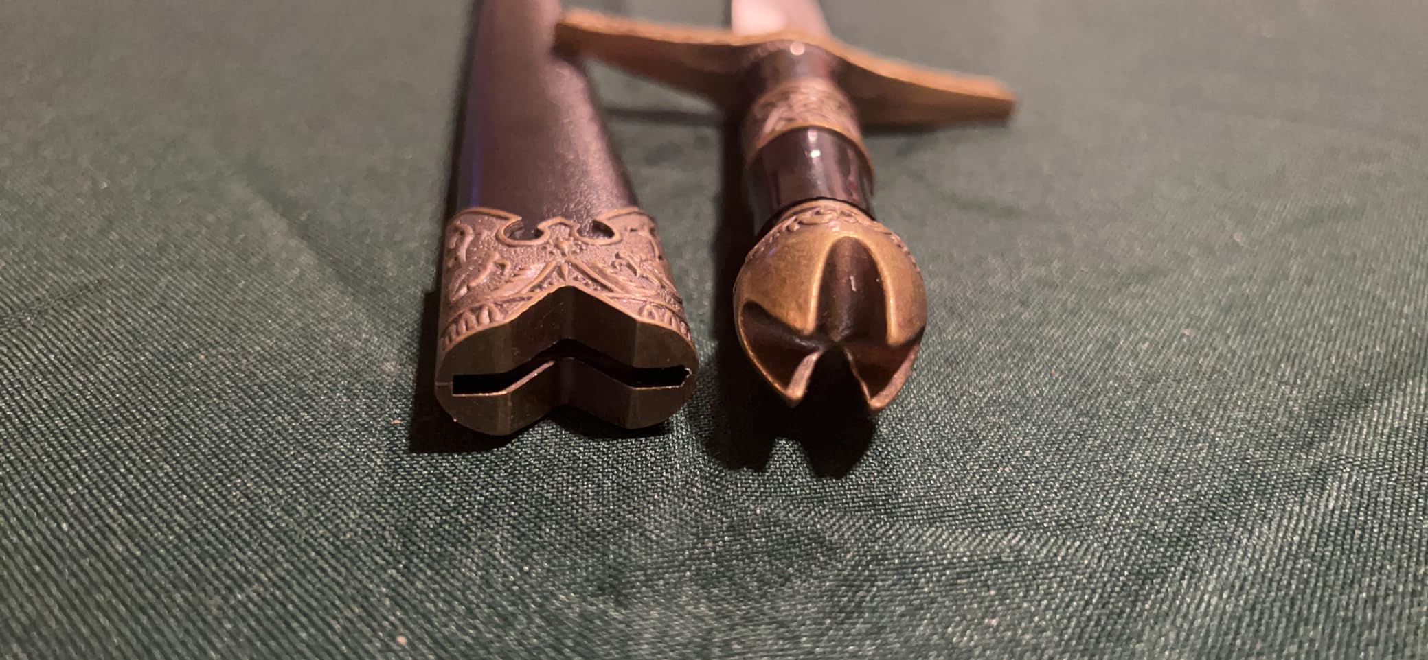 Wuu Jau Co H-5923 Medieval Dagger with Golden Handle Design and Black Scabbard, 14