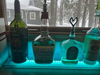 Kipokalor LED Lighted Bar Shelf Display Liquor Bottle Alcohol Whiskey Shelves Rack Stand Tray, 23 5/8
