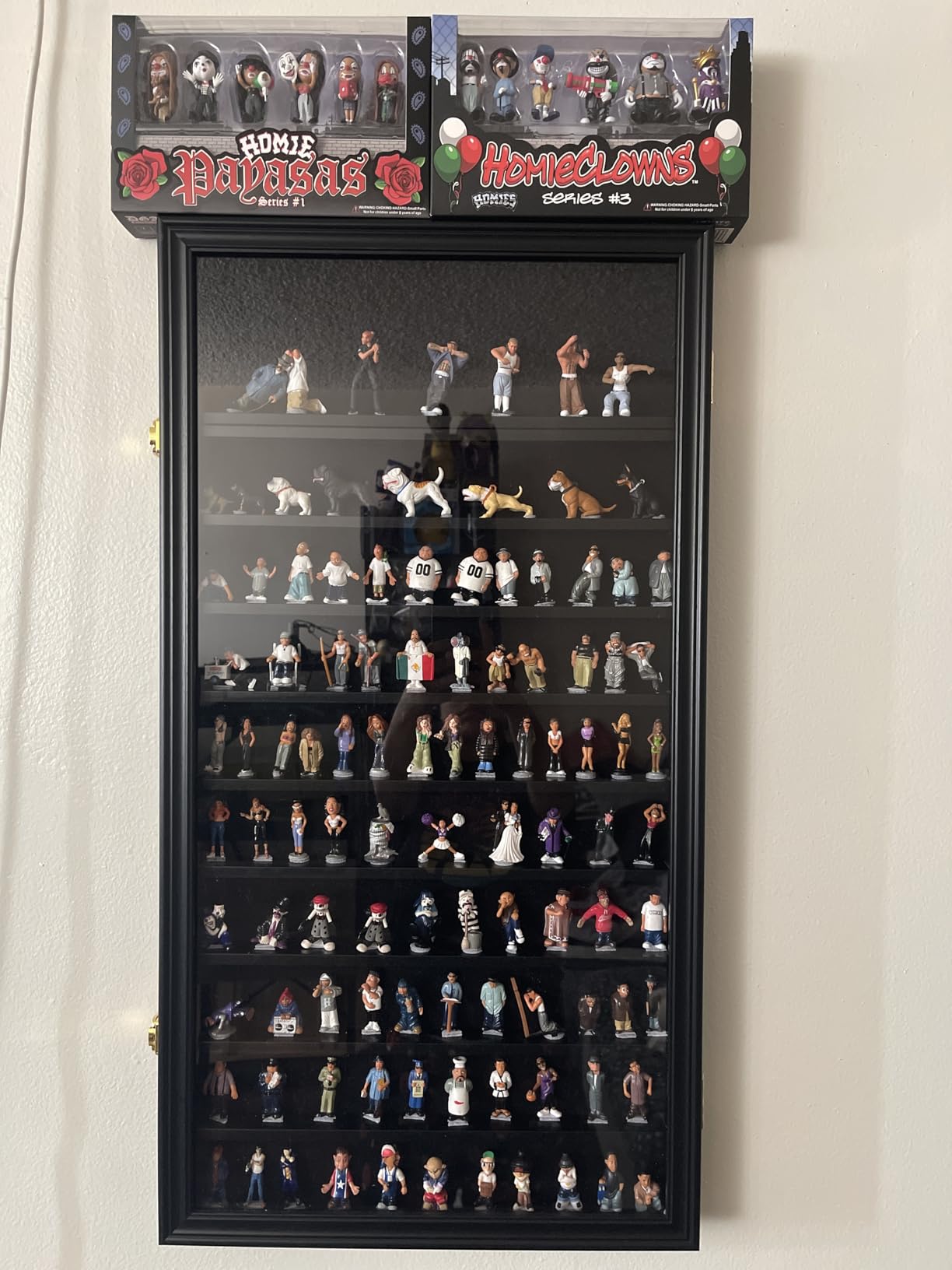 Minifigure Display Case - Building Block Toy Wall Cabinet Showcase for Small Miniature Collectibles Mini Brands Thimbles, Lockable UV Protection Door (Black Finish Frame) customer photo 1