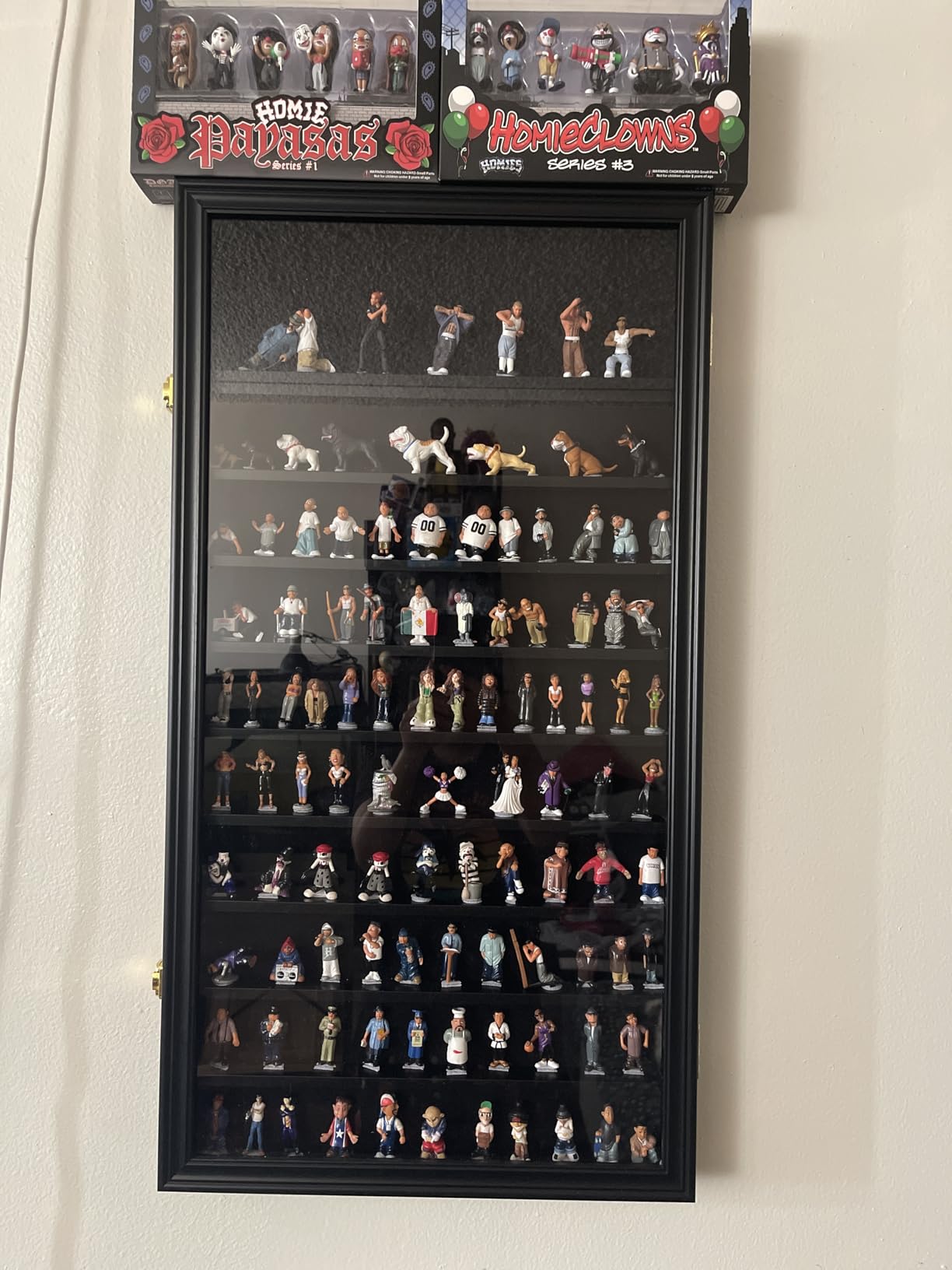 Minifigure Display Case - Building Block Toy Wall Cabinet Showcase for Small Miniature Collectibles Mini Brands Thimbles, Lockable UV Protection Door (Black Finish Frame) customer photo 2