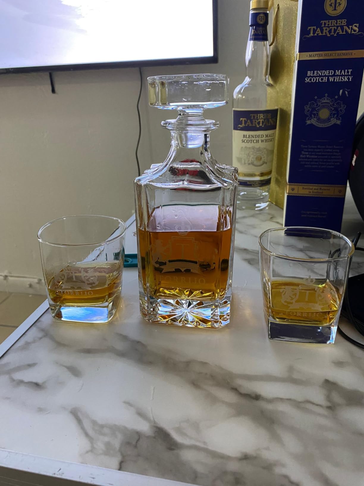 The Wedding Party Store, Custom Engraved Groomsmen - Whiskey Decanter Set and 4 Glasses Set - Personalized and Monogrammed with WPS Styles customer photo 1