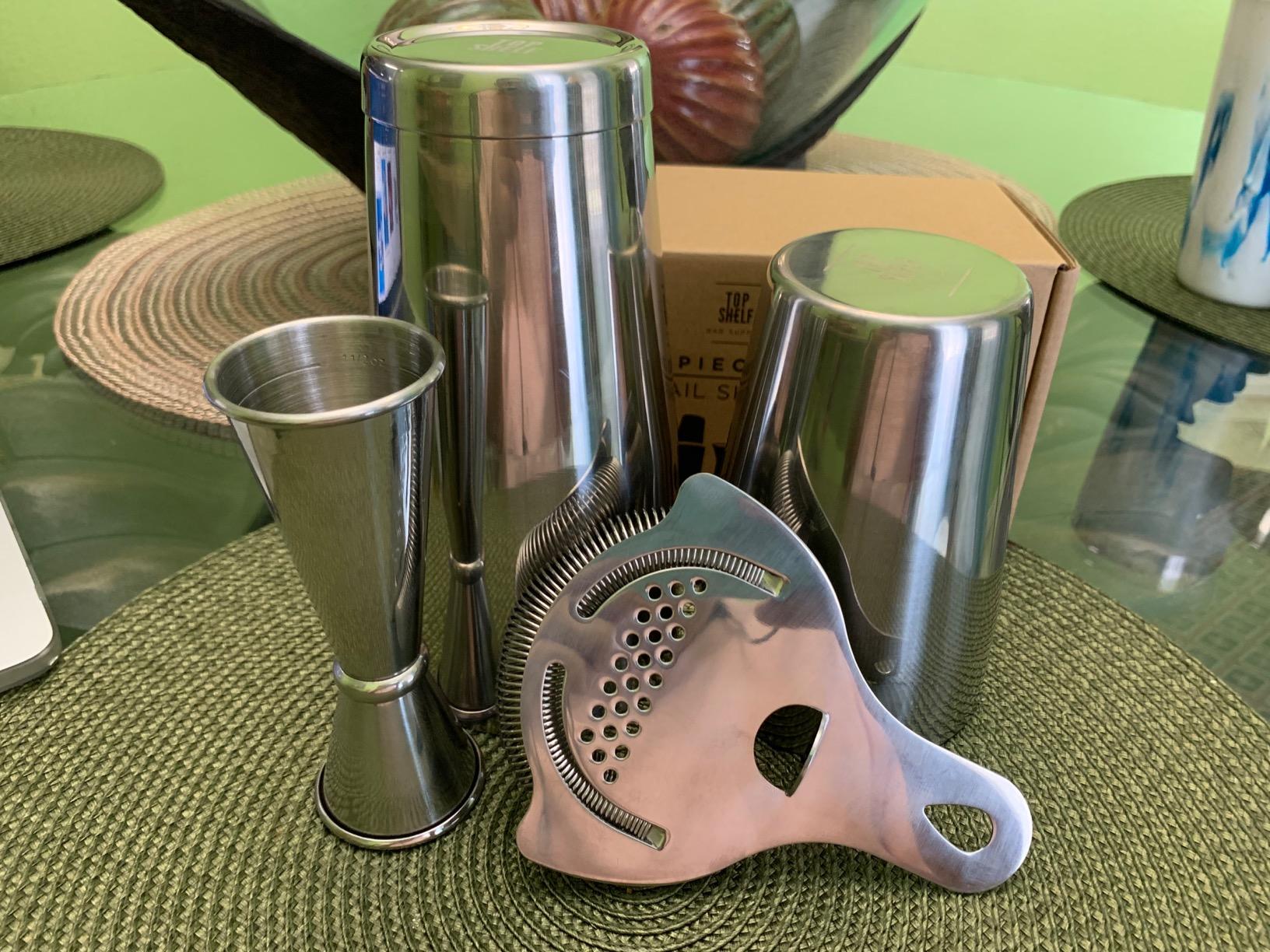 A Bar Above Cocktail Shaker Set, 4-Piece Professional Bartender Kit with Boston Shaker, Strainer and Jigger, Stainless Steel Bar Accessories for Craft Cocktails customer photo 1