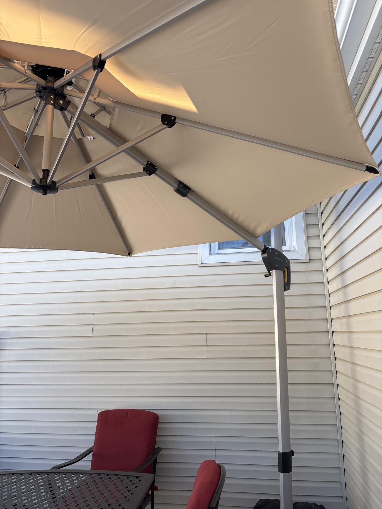 PURPLE LEAF 10 Feet Patio Umbrella Outdoor Round Umbrella Large Cantilever Umbrella Windproof Offset Heavy Duty Sun for Garden Deck Pool Patio, Beige customer photo 2