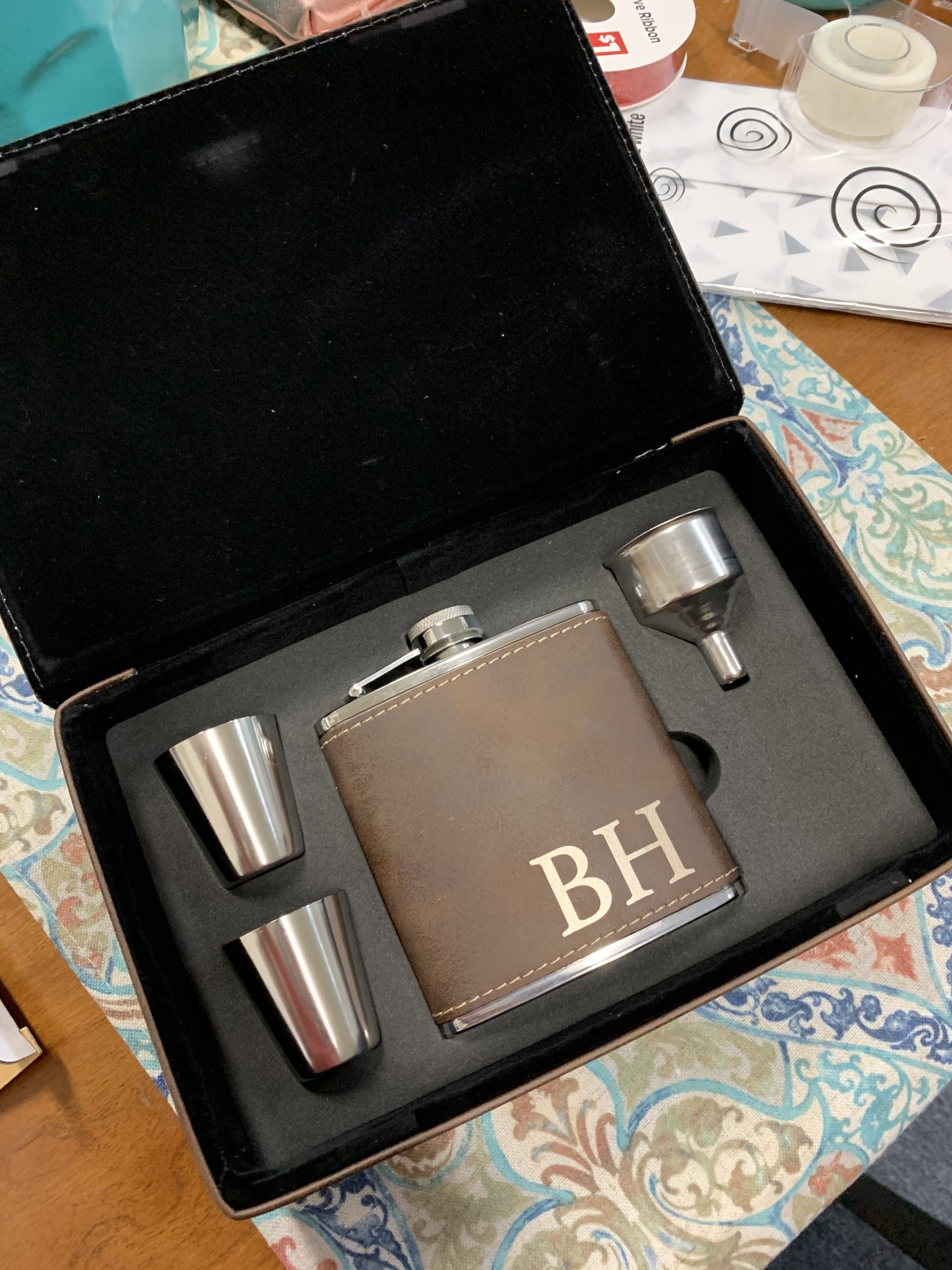 Groomsmen Gifts for Wedding - Personalized Groomsmen Flask Gift Set w/Gift Box, Funnel and Shot Glasses, Bachelor Party, 6 oz. Custom Engraved Hip Flasks for Best Man and Groomsman Proposal customer photo 1