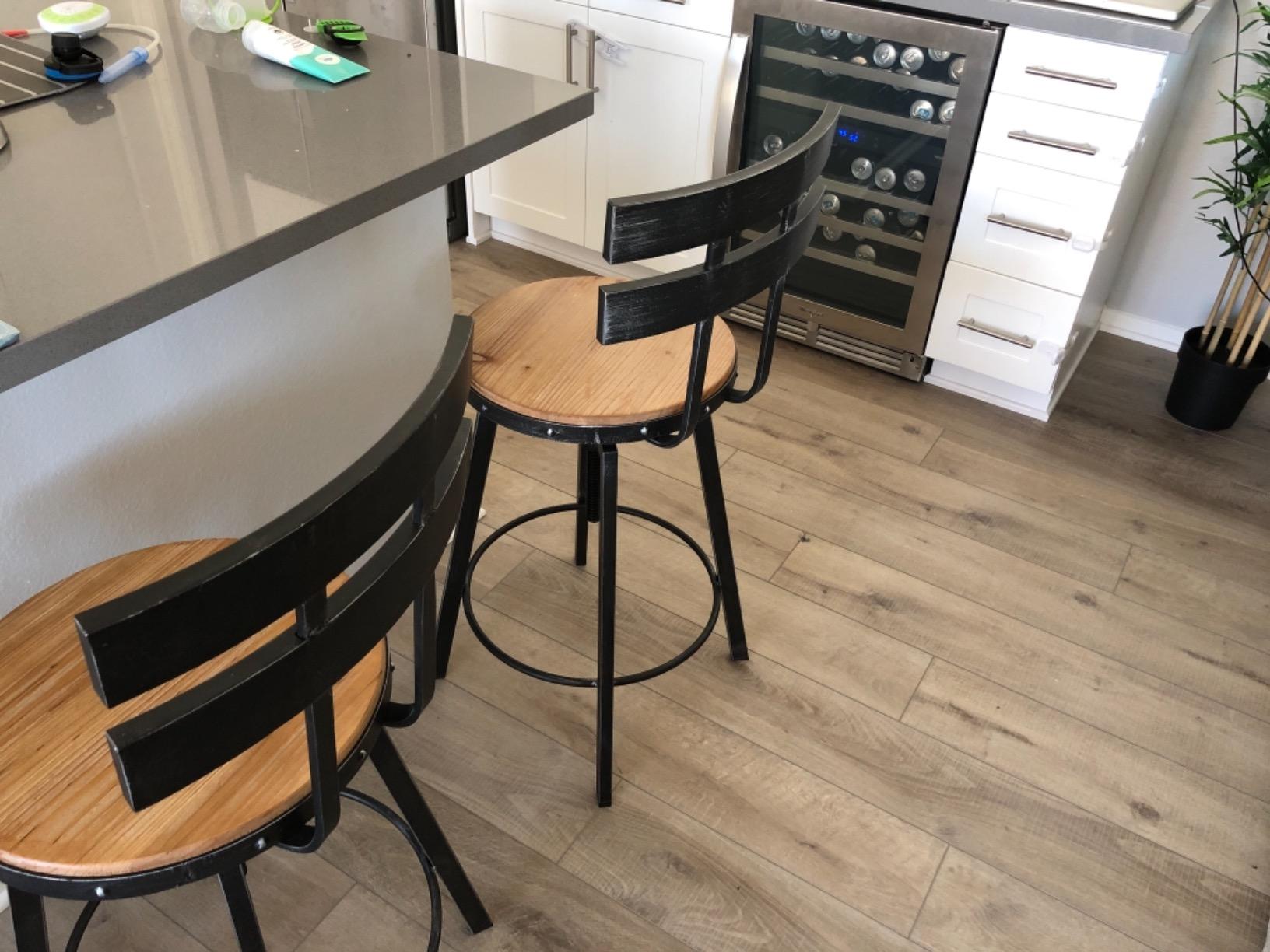 Christopher Knight Home Jutte Firwood Smooth Back Barstool, Black Brush Silver customer photo 2