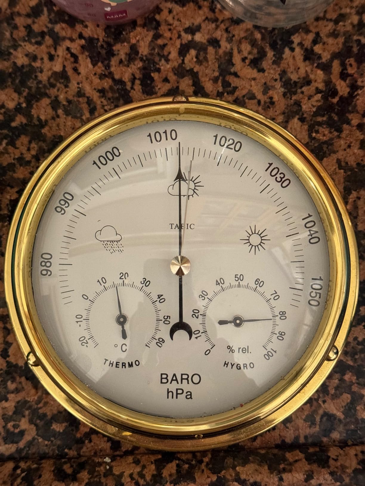 Handcrafted Brass Barometer with Built-in Hygrometer, Thermometer and Nautical Clock - Sailing Ship Yacht, Marine Coastal Decor customer photo 2