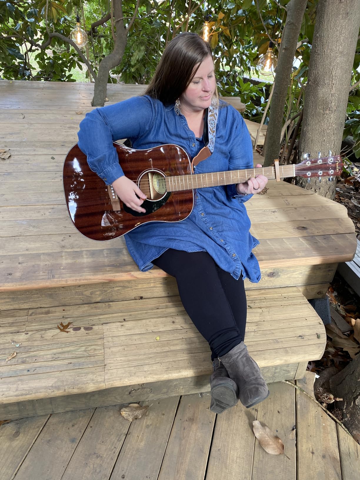 Fender Acoustic Guitar, CD-60S, with 2-Year Warranty, Dreadnought Classic Design with Rounded Walnut Fingerboard, Glossed Finish, All-Mahogany Construction | Solid Mahogany Top, Laminated Mahogany Back and Sides, Walnut Fingerboard, Gloss Finish, Easy-to-Play Neck, Dreadnought Body customer photo 1
