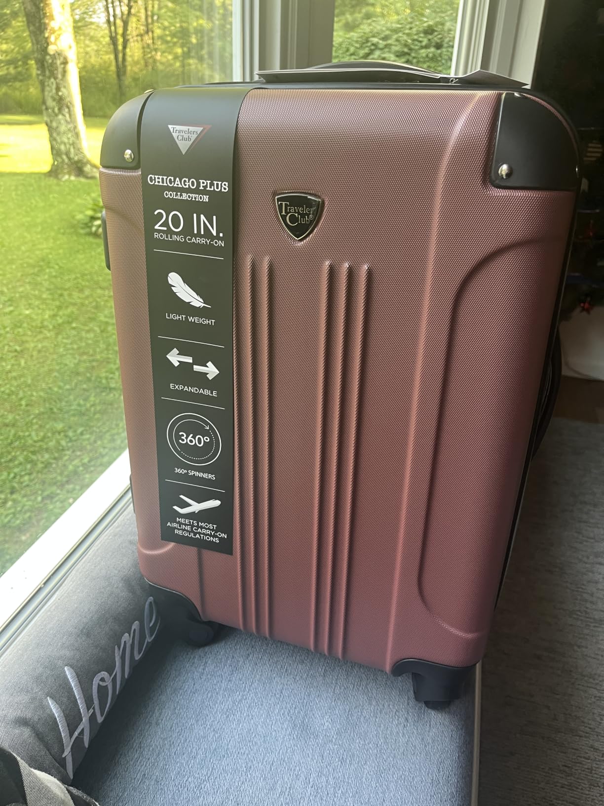 Travelers Club Chicago Hardside Expandable Spinner Luggage, Rose Gold, 22
